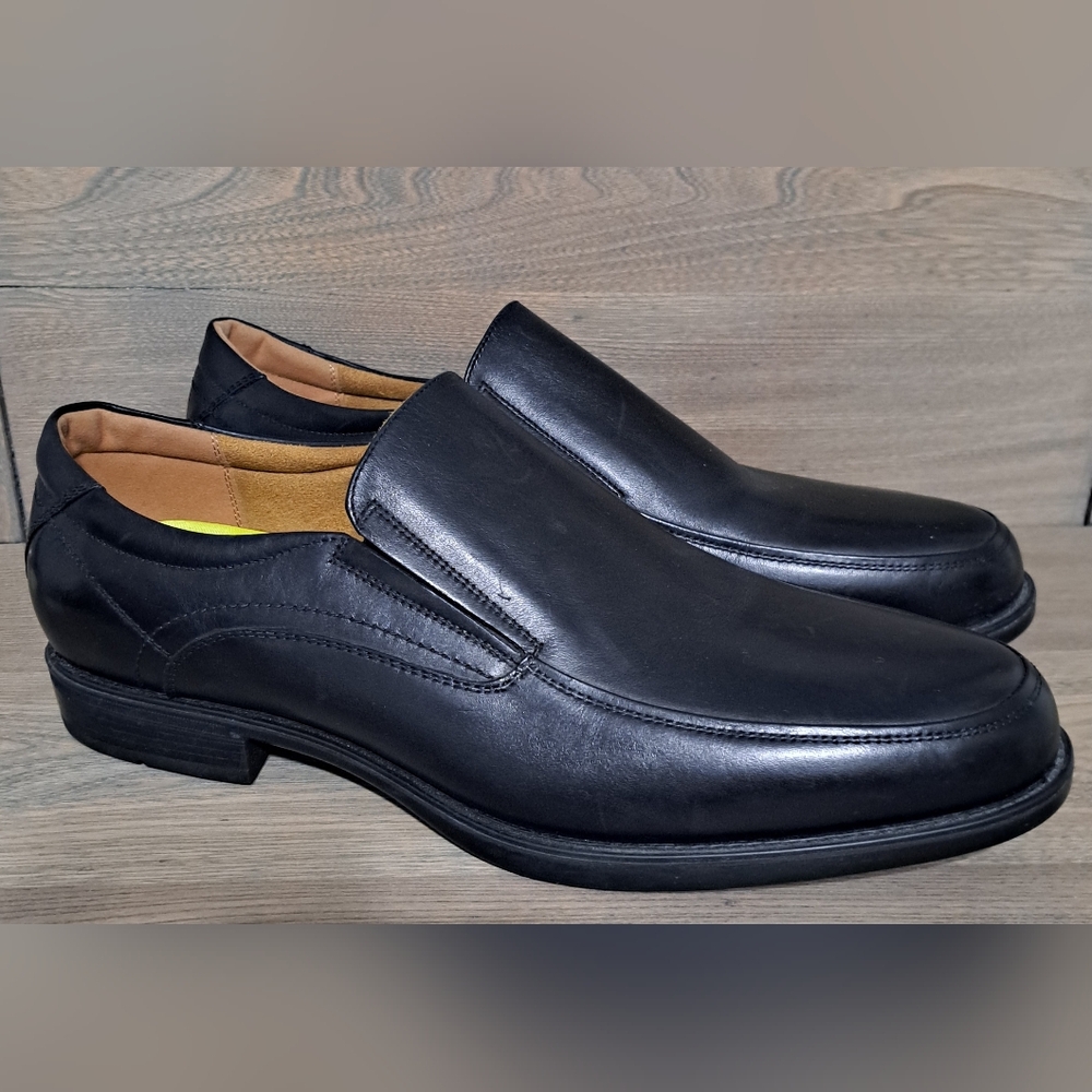 Florsheim Comfortech Midtown Black Leather Slip-On Shoes 12EEE